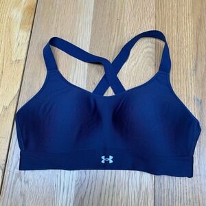 Under Armour Infinity High Sports Bra Navy Blue Large 1372559 High Impact Gym